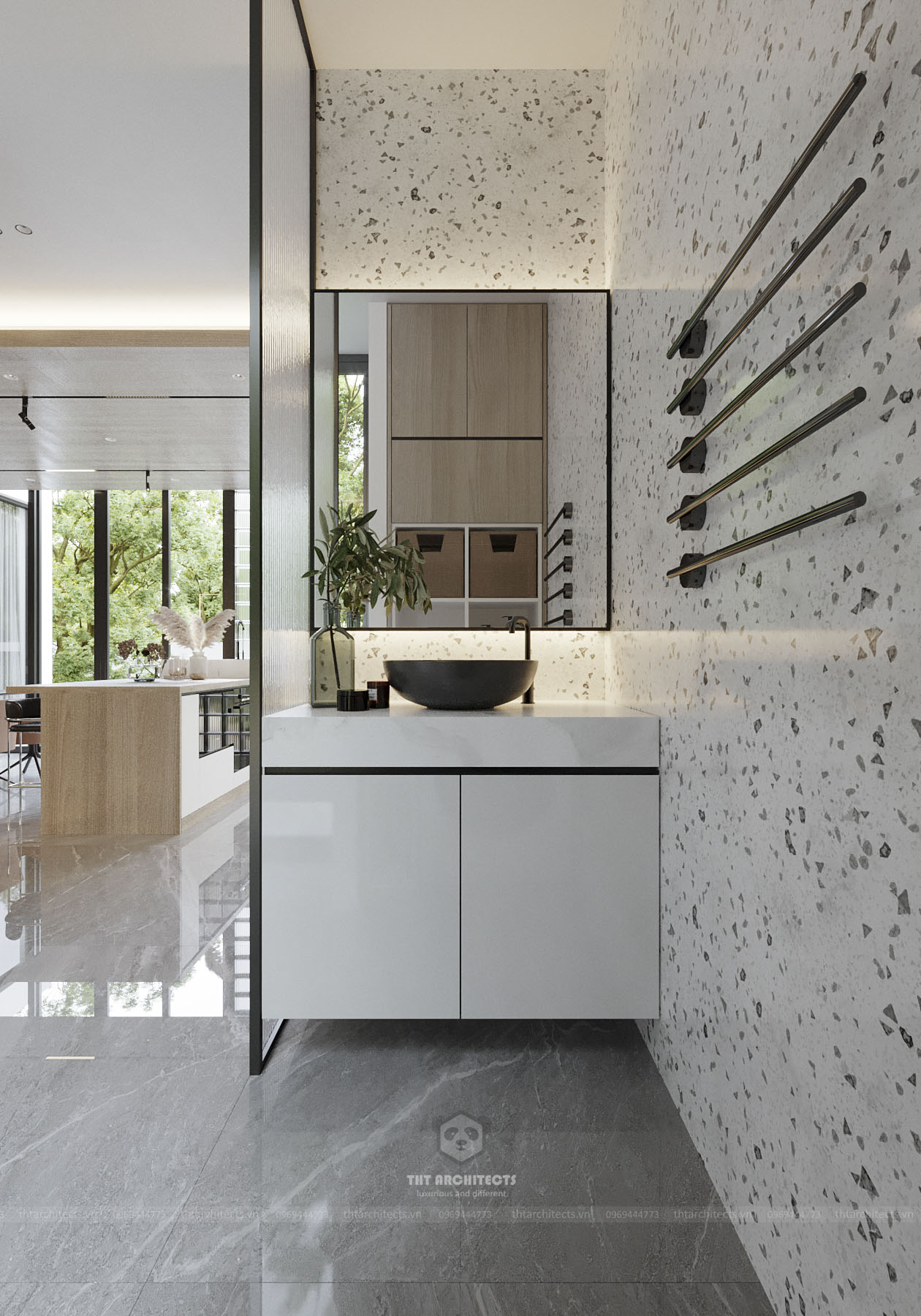 tht architects - Trường villa Bình Thuận - phòng khách bếp 11